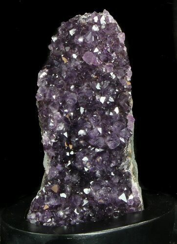 Dark Purple Amethyst Cluster On Wood Base #36446